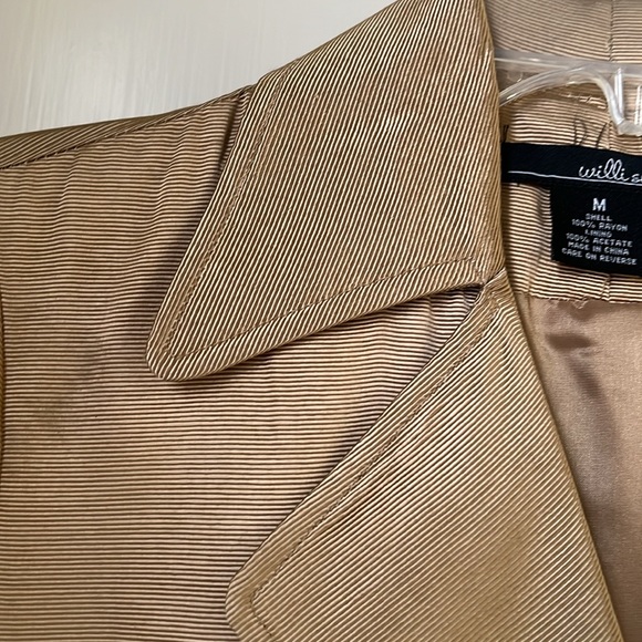 Gold Trench Coat Vintage Willi Smith Evening Prom Size M - Picture 6 of 9
